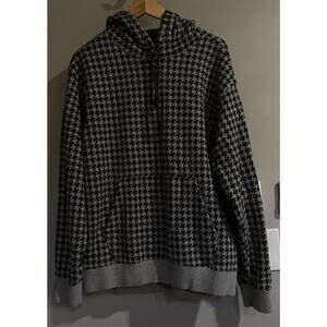Adidas X Ivy Park Hoodie Heavyweight Houndstooth Pullover Sweatshirt Medium‎